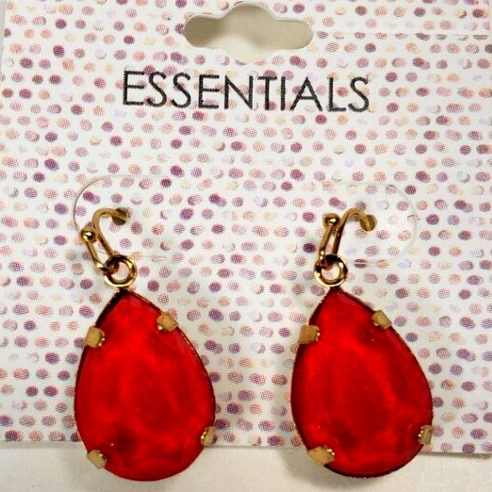 Elegant Pink Teardrop Dangle Earrings – Gold-Tone Statement - Women's Jewelry - Picture 3 of 9